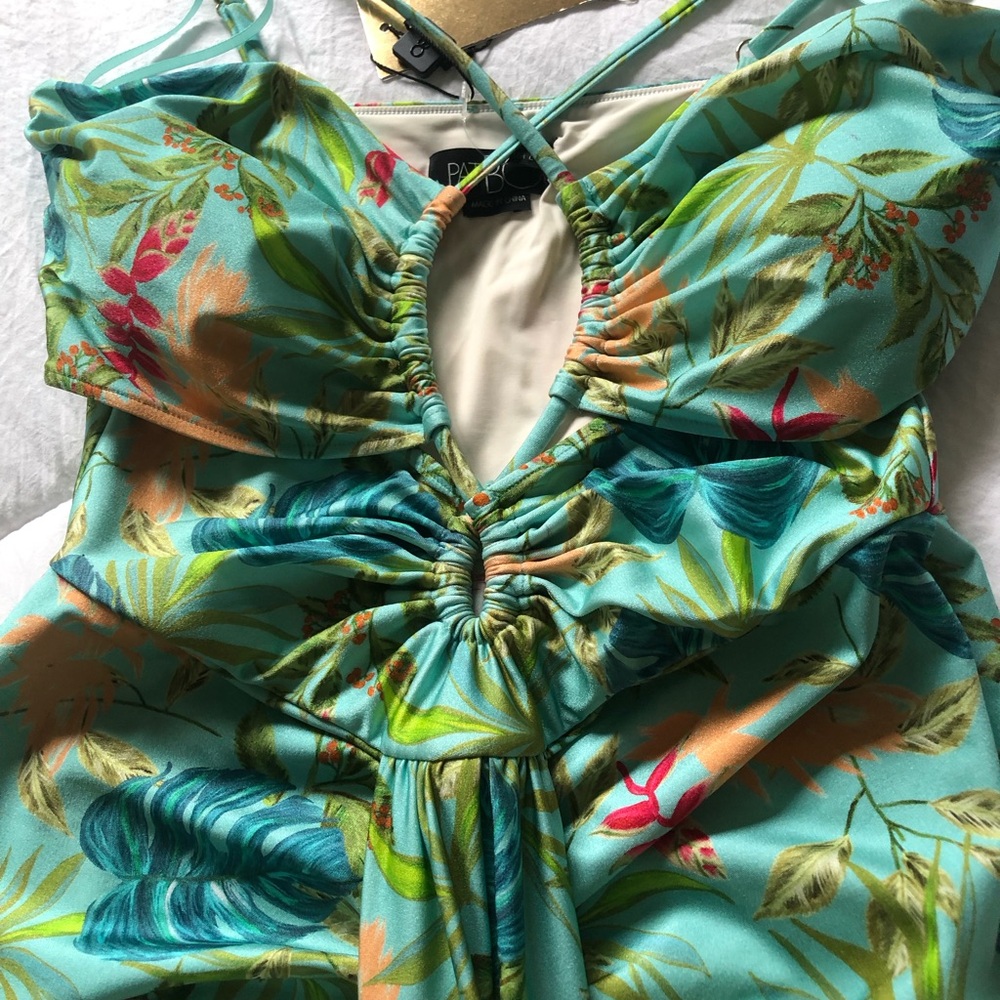 PatBO Tropical Print Dress - Blue and Green